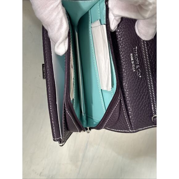 Tiffany & Co Pochette Wristlet Wallet Crossbody With Chain In Plum - Picture 8 of 16